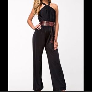 WHBM matte jersey jumpsuit w/beaded belt